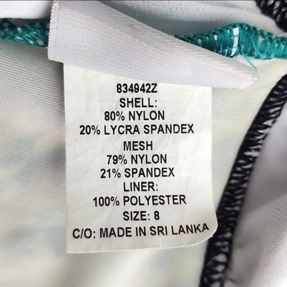 Speedo One Piece Swimsuit Multi Blue Teal  Trim V-Neck Adjustable Straps Size 8 - Picture 9 of 14